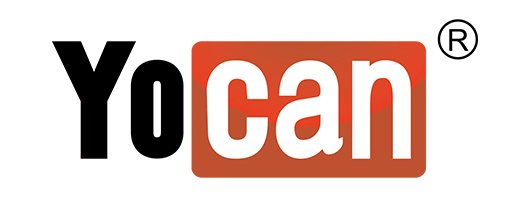 The logo for 'Yo can' features the word 'Yo' in black and 'can' in white inside a rounded orange-red rectangle, with a registered trademark symbol on a plain white background.