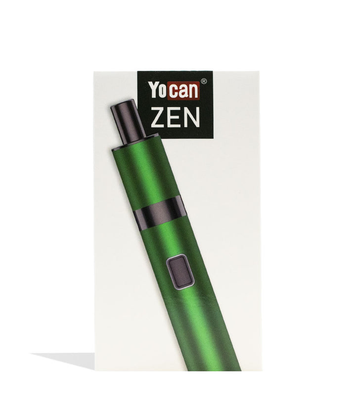Green Yocan Zen Wax Vaporizer Packaging Front View on White Background