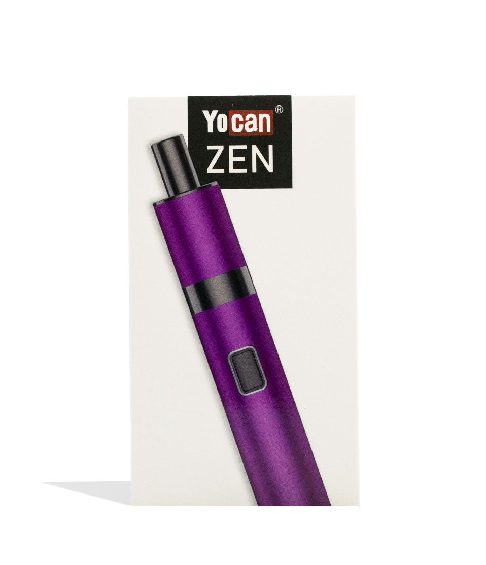 Purple Yocan Zen Wax Vaporizer Packaging Front View on White Background