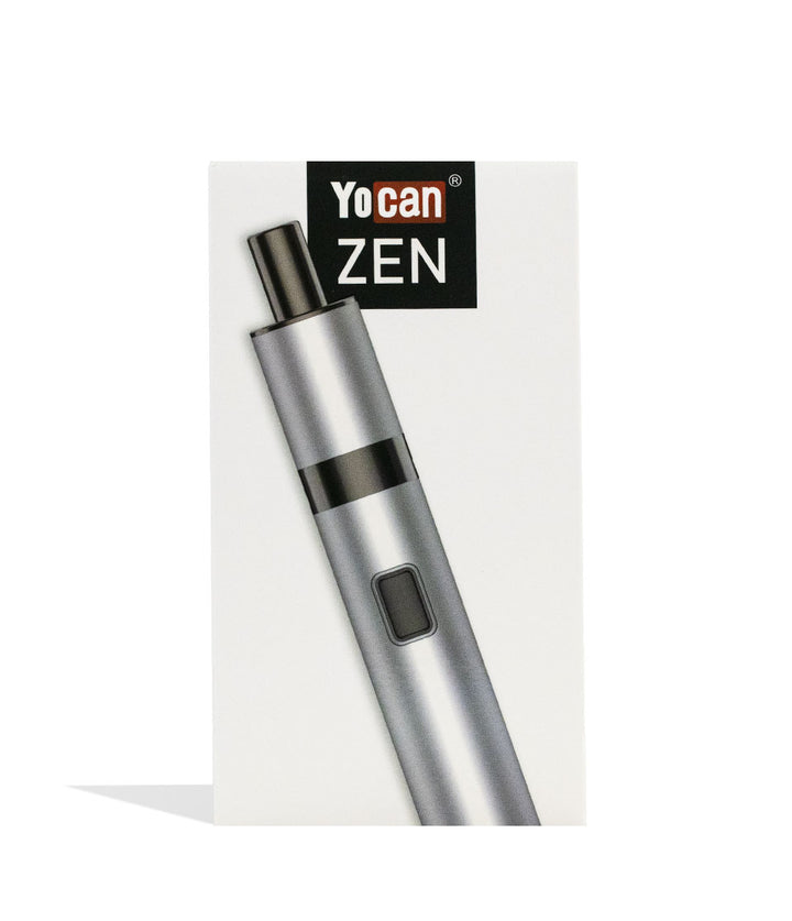 Silver Yocan Zen Wax Vaporizer Packaging Front View on White Background