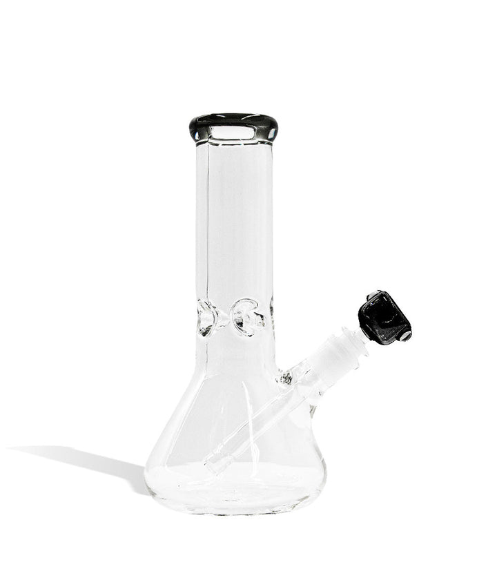 Black 10 Inch 9mm Thick Beaker Water Pipe with Ice Pinch on white background