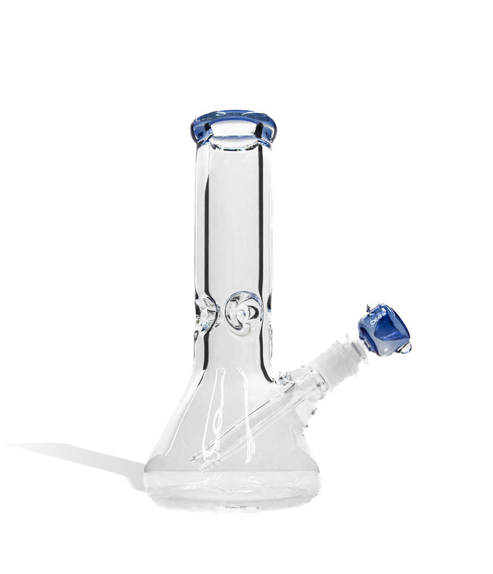 Blue 10 Inch 9mm Thick Beaker Water Pipe with Ice Pinch on white background
