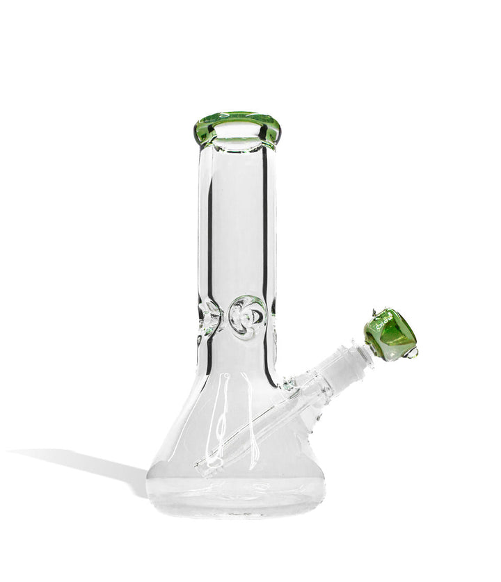 Green 10 Inch 9mm Thick Beaker Water Pipe with Ice Pinch on white background