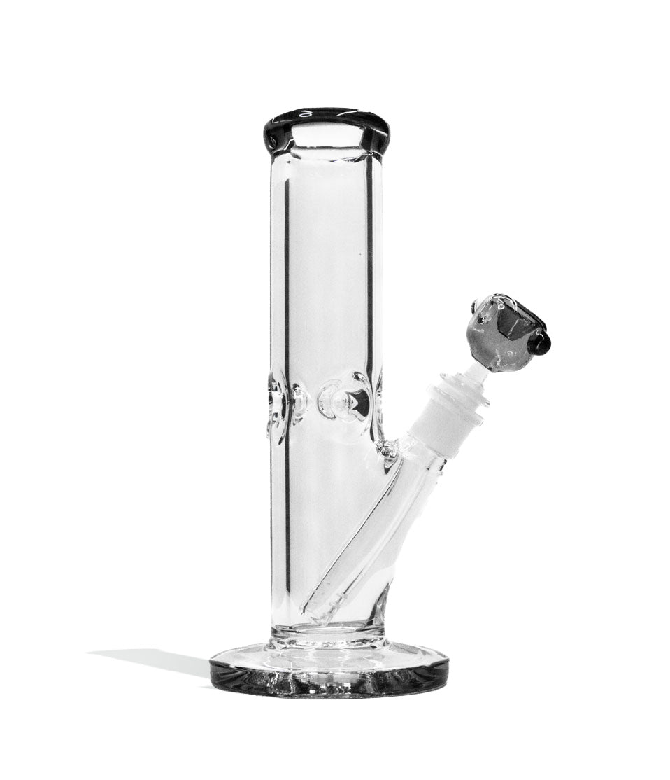 Black 10 Inch 9mm Thick Straight Water Pipe with Ice Pinch on white background