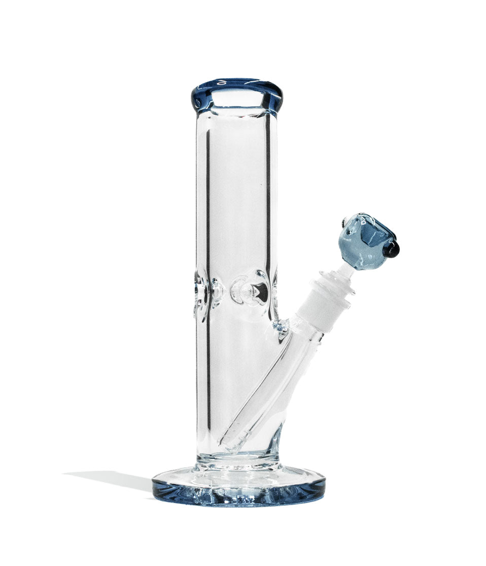 Blue 10 Inch 9mm Thick Straight Water Pipe with Ice Pinch on white background