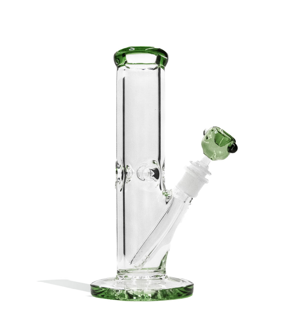 Green 10 Inch 9mm Thick Straight Water Pipe with Ice Pinch on white background
