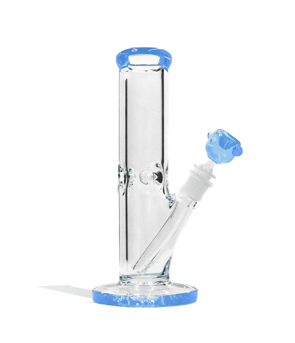 Milky Blue 10 Inch 9mm Thick Straight Water Pipe with Ice Pinch on white background