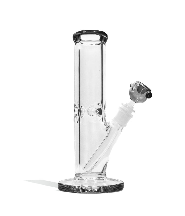 Smokey Grey 10 Inch 9mm Thick Straight Water Pipe with Ice Pinch on white background