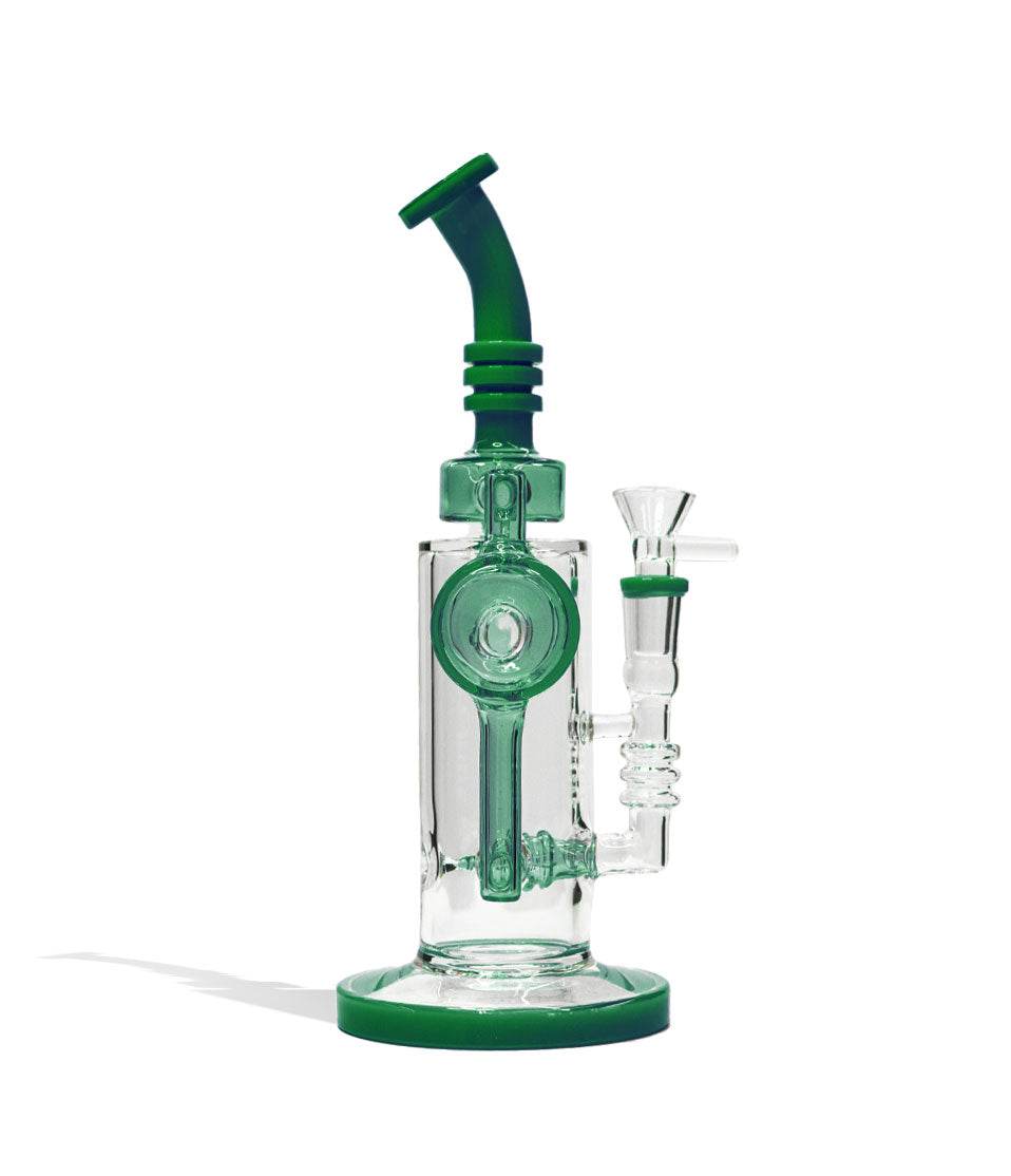 Jade Green 10 inch Milky Colored Recycler with 14mm Bowl on white background
