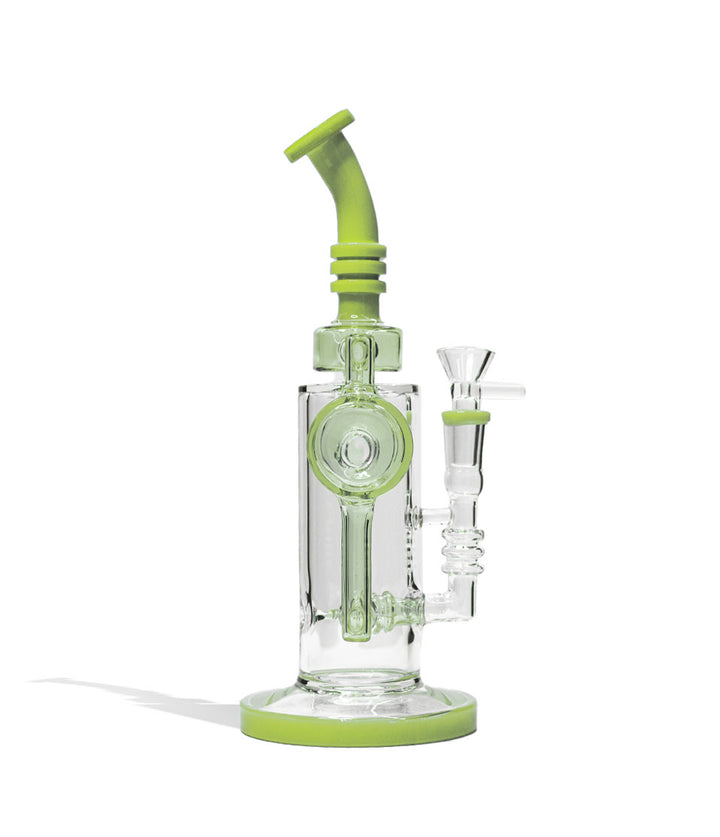 Milky Green 10 inch Milky Colored Recycler with 14mm Bowl on white background