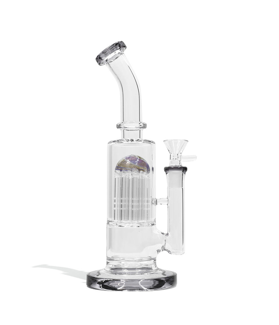 Smokey Grey 10 Inch Waterpipe with 8 Arm Perc and Bent Mouthpiece on white background