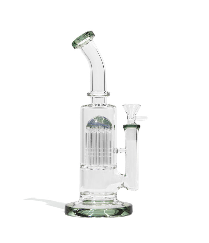Lake Green 10 Inch Waterpipe with 8 Arm Perc and Bent Mouthpiece on white background