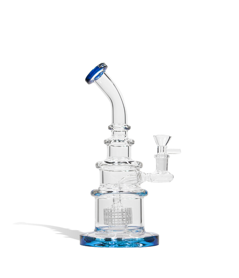 Jade Blue 10 Inch Waterpipe with Honeycomb Perc on white studio background