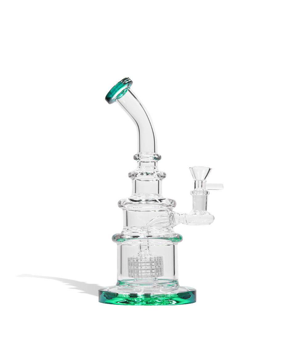 Lake Green 10 Inch Waterpipe with Honeycomb Perc on white studio background