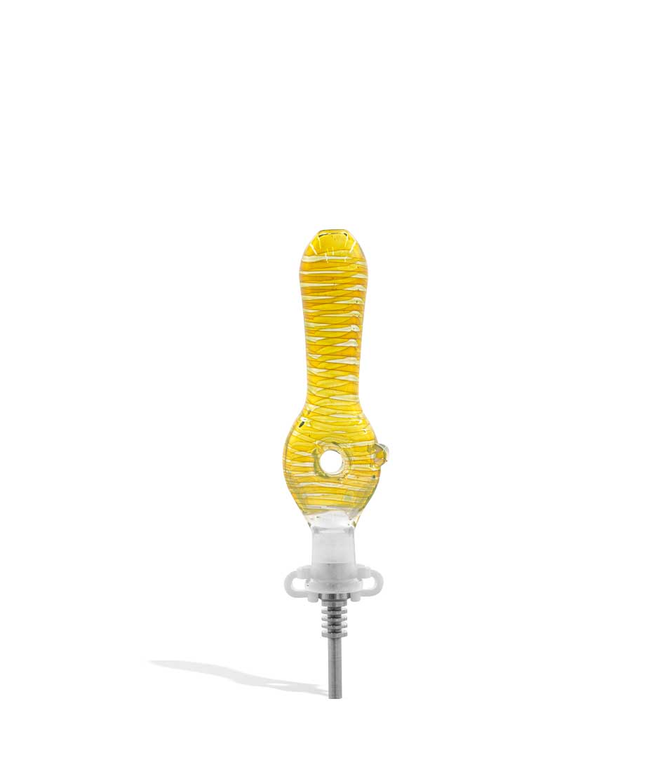 Yellow 10mm Donut Shaped Nectar Straw with Ti Tip on white background