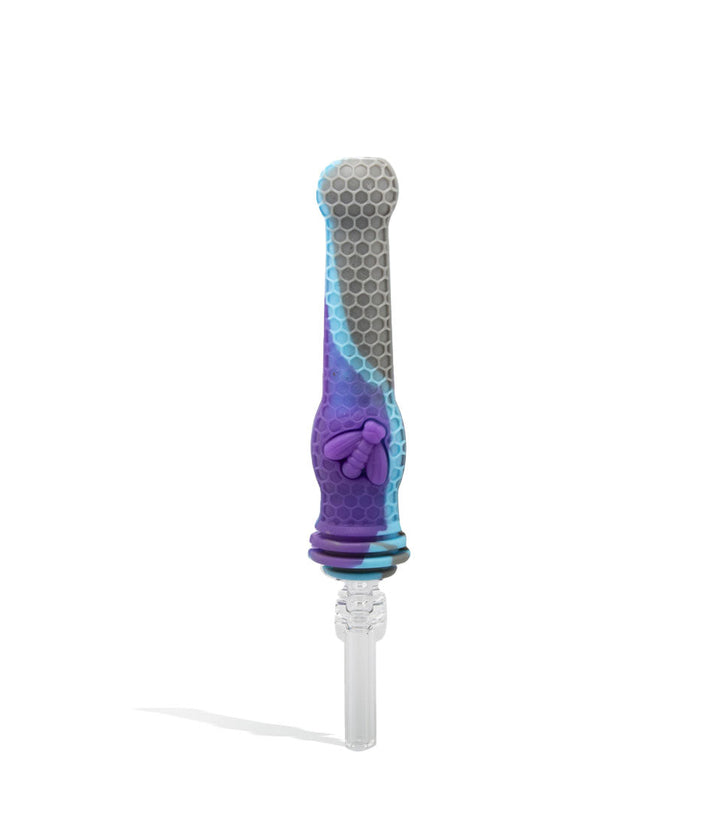 Purple/Grey 10mm Silicone Nectar Straw with Ti Tip on white background