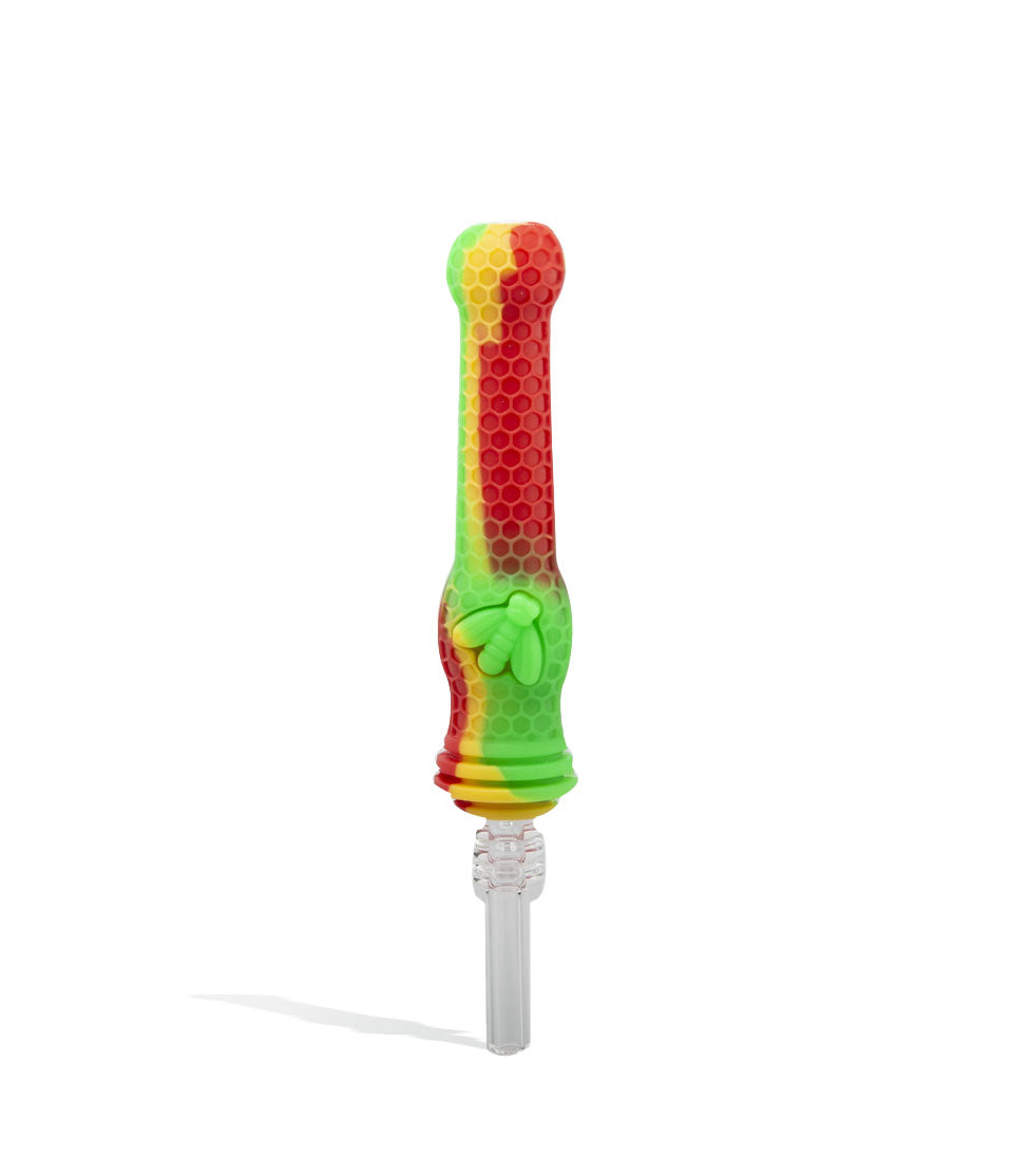 Red/Yellow/Green 10mm Silicone Nectar Straw with Ti Tip on white background
