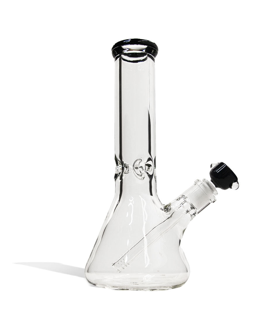 Black 12 inch Beaker Water Pipe with Ice Pinch and Colored Bowl on white background