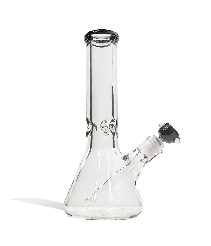 Grey 12 inch Beaker Water Pipe with Ice Pinch and Colored Bowl on white background