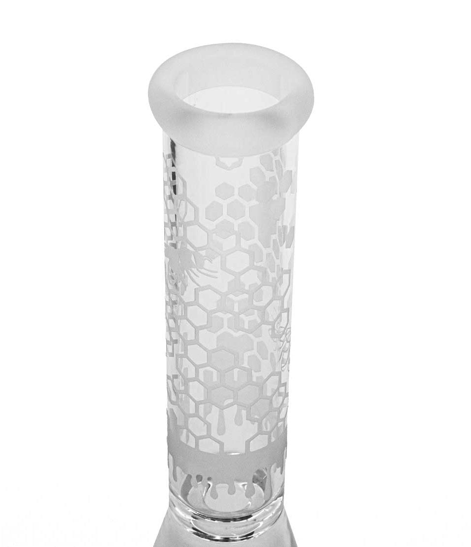 402-2 Tube view 14 Inch Premium Etched Water Pipe with Heavy Base on white studio background