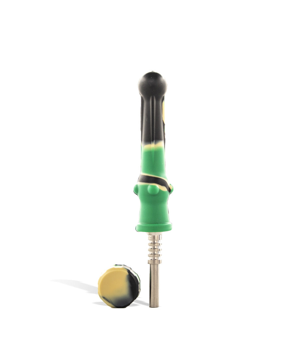 Black Green 14mm Silicone Nectar Straw with Ti Tip on white studio background