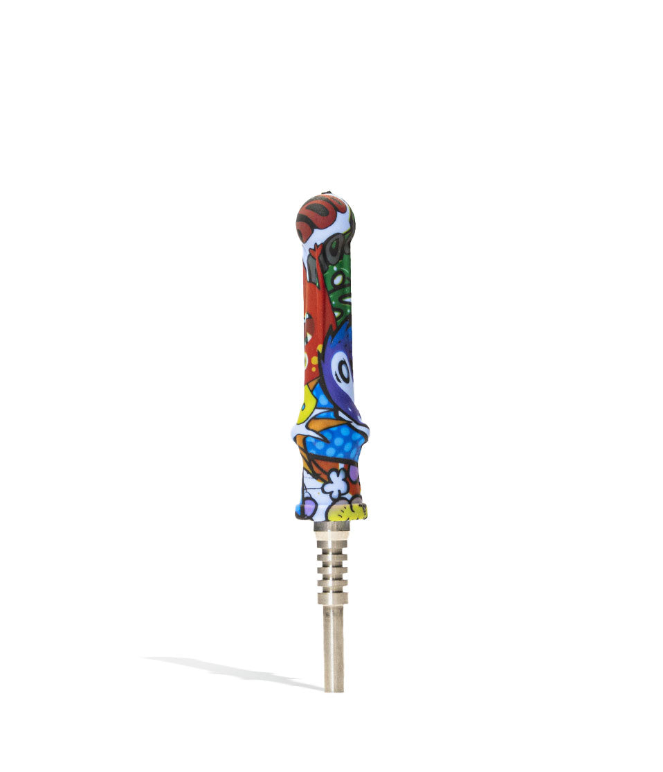 14mm Silicone Nectar Straw with Titanium Tip Custom Design on white background