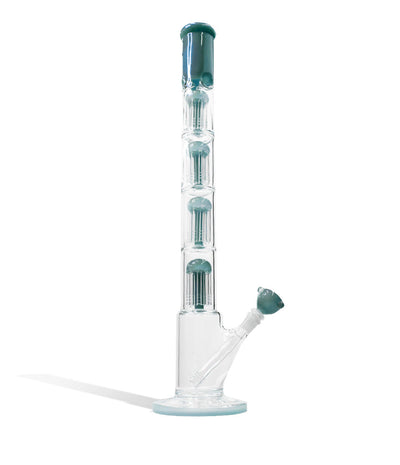 Lake Green 24 Inch Quad Perc Waterpipe with Color Matched Base and Mouthpiece on white background