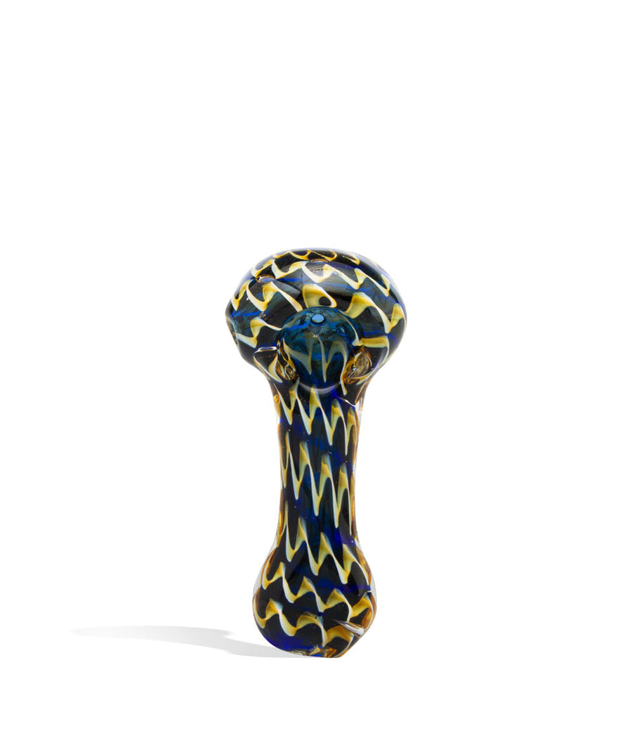 3 inch double glass fancy gold hand pipe on white studio background