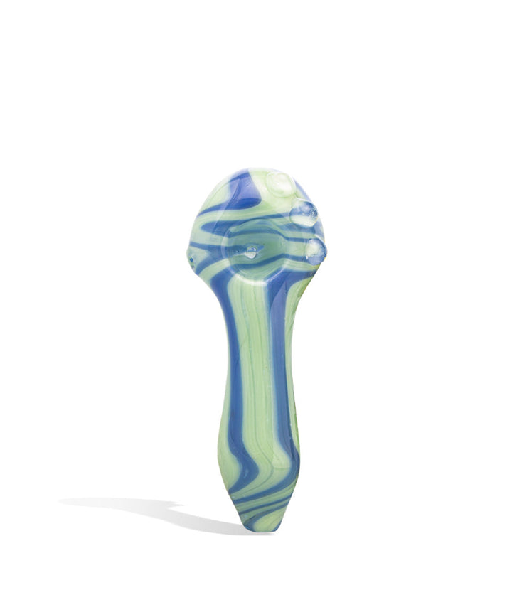 Green/Blue 4 inch fancy hand pipe with mixed colors on white studio background