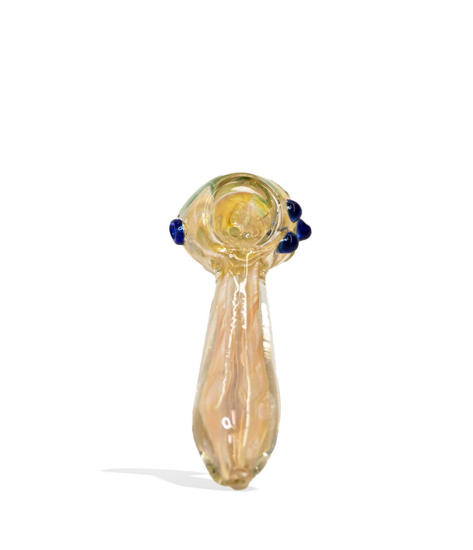 Blue Marbles 4 inch Gold Fumed Handpipe with Marbles on white background