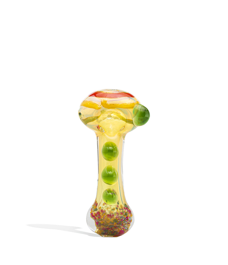 4 inch Hand Pipe with Rasta Marbles on white studio background