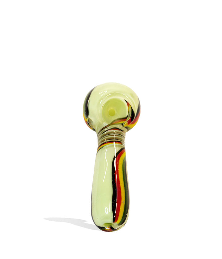 Green 4 inch Milky Slime Hand Pipe with Rasta design on white background