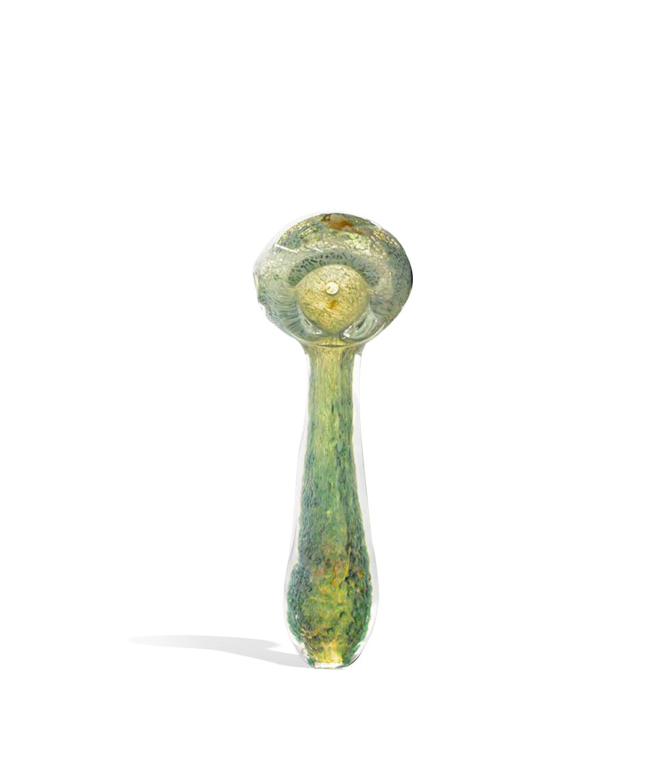 Green 4 inch Spoon Hand Pipe on white background