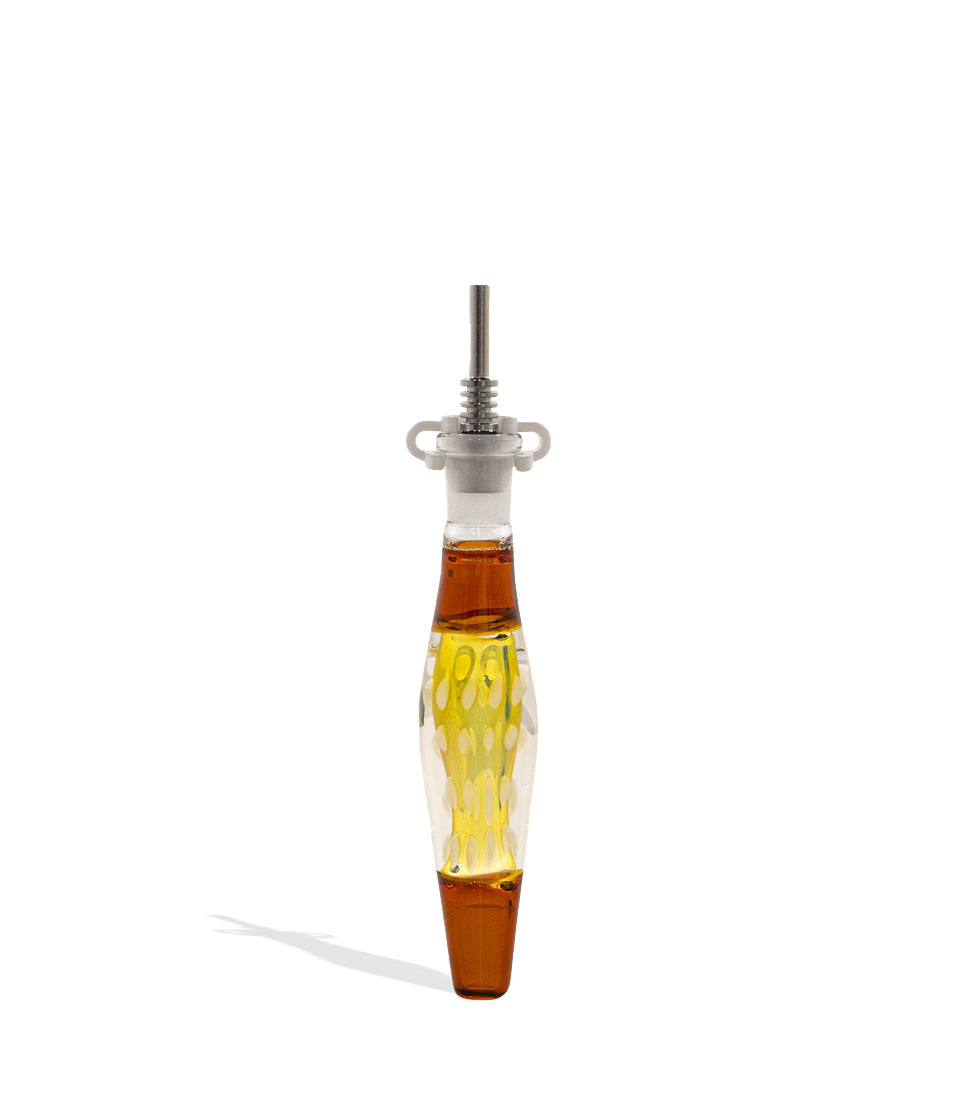 Red 5 inch Boro Glass Lava Lamp Nectar Straw with 10mm Titanium Tip on white background
