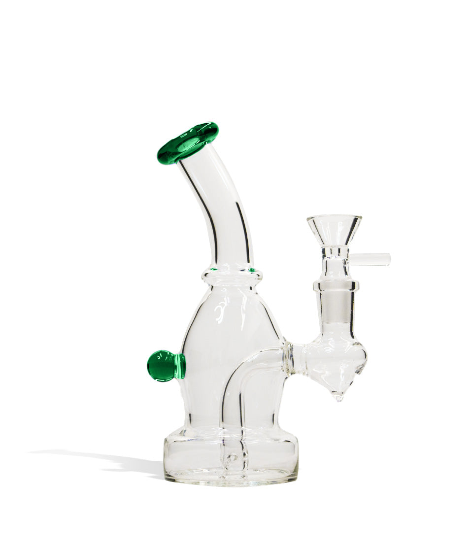 Green 6 Inch Glass Water Pipe with Colored Lip on white studio background