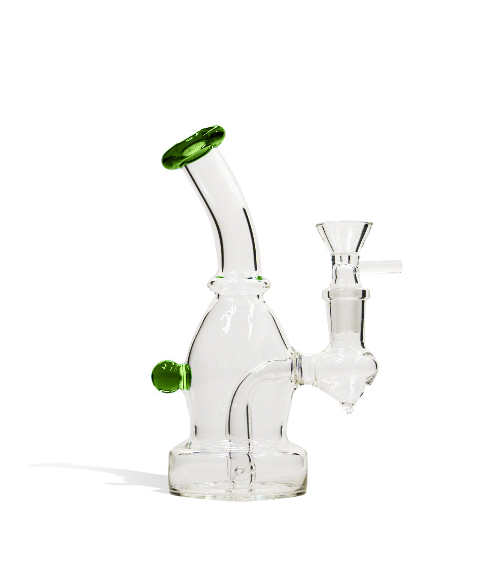 Jade Green 6 Inch Glass Water Pipe with Colored Lip on white studio background
