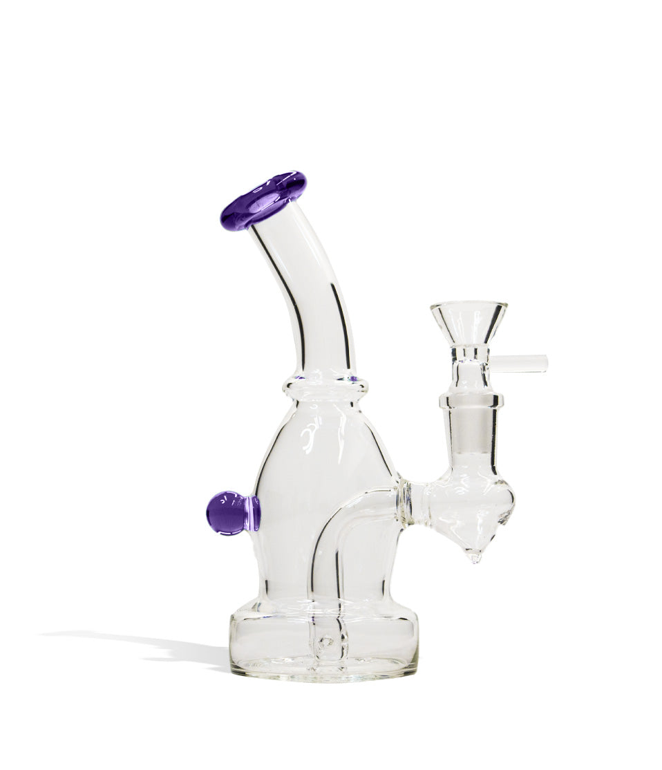 Purple 6 Inch Glass Water Pipe with Colored Lip on white studio background