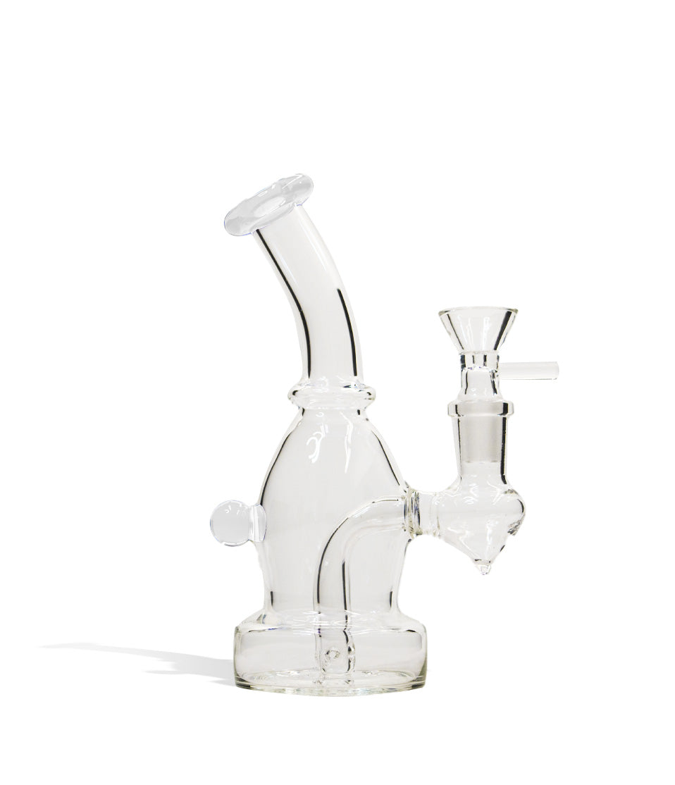 White 6 Inch Glass Water Pipe with Colored Lip on white studio background