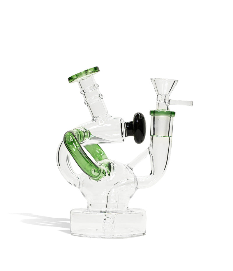 Smokey Green 6 Inch Recycler Oil Rig with 14mm Bowl on white background