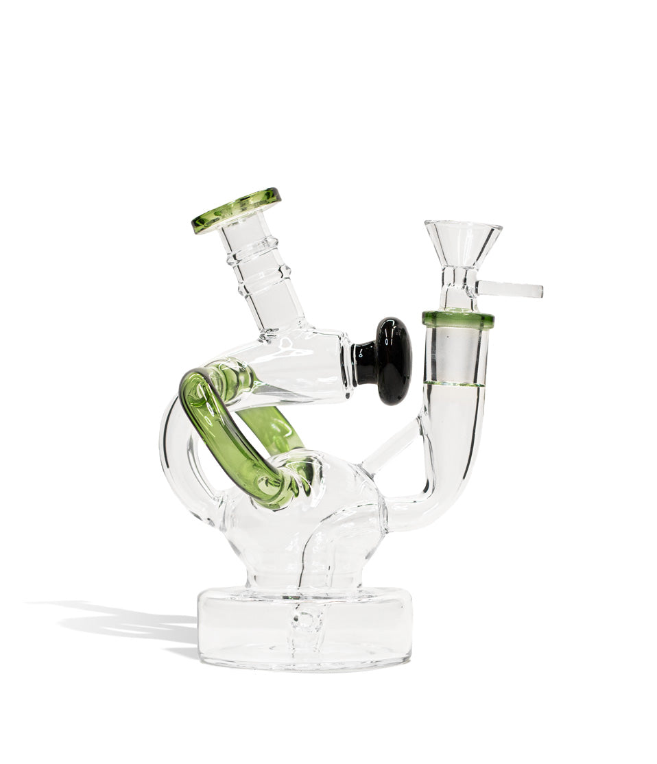 Smokey Lake Green 6 Inch Recycler Oil Rig with 14mm Bowl on white background