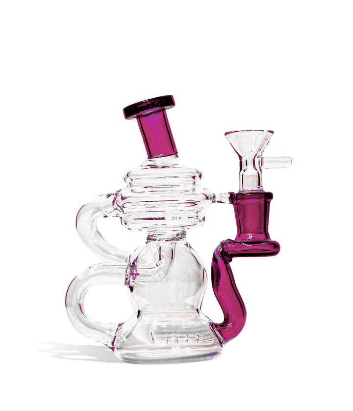 Pink 6 Inch Recycler Water pipe with Colored Mouthpiece on white background