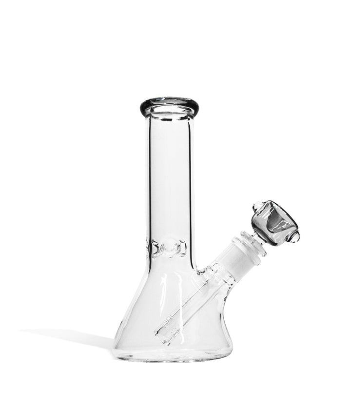 Grey 8 inch Beaker Water Pipe with Ice Pinch and Colored Bowl on white background
