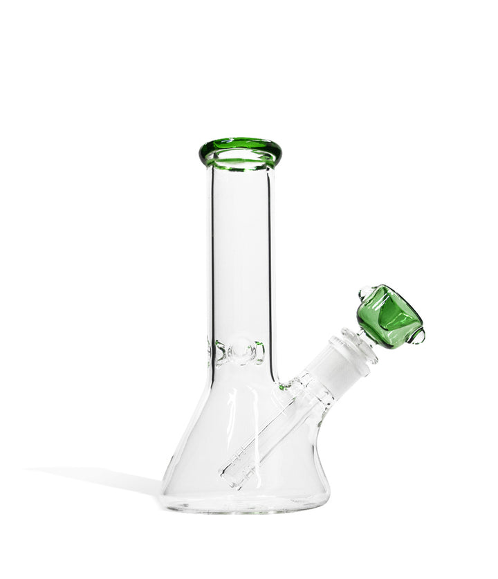 Lake Green 8 inch Beaker Water Pipe with Ice Pinch and Colored Bowl on white background