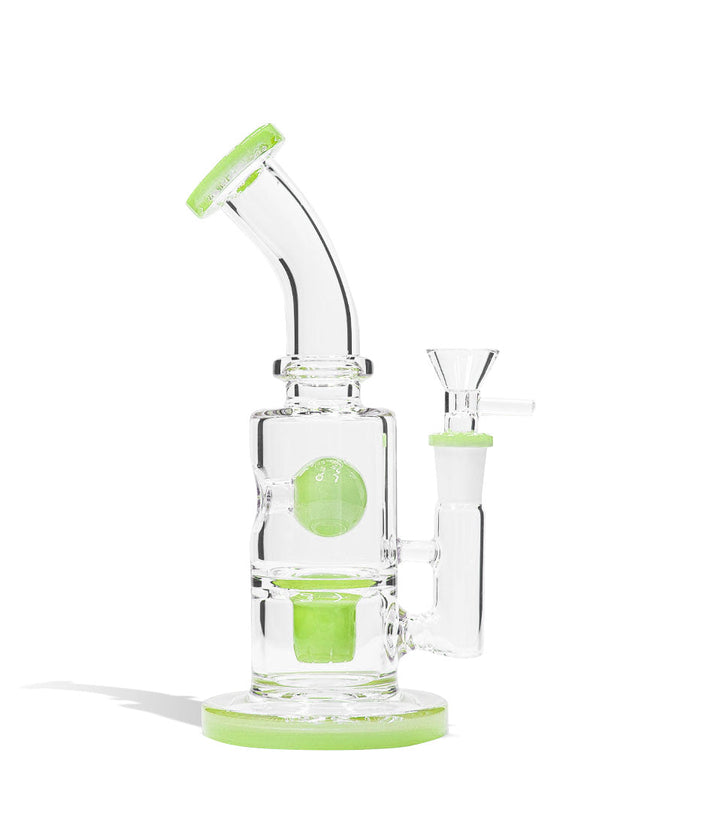 Jade Green 8 Inch Water Pipe with Matching Mouthpiece, Base, and Percs on white studio background