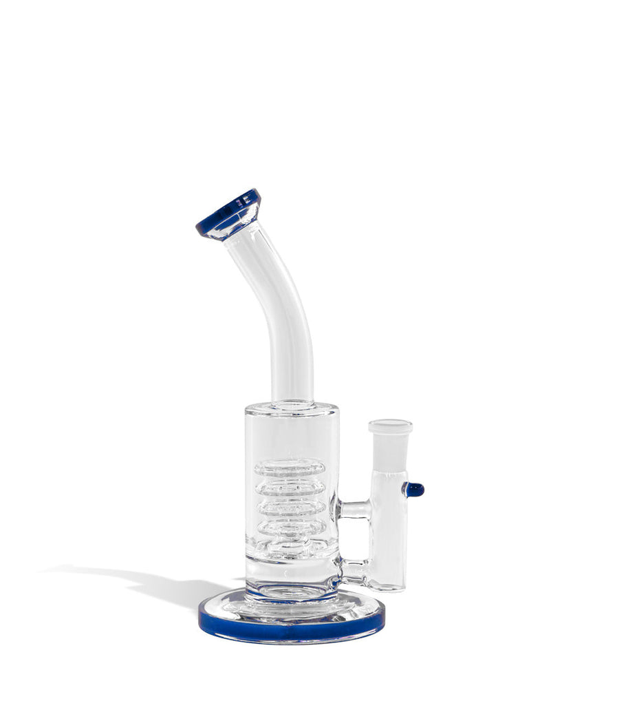 Blue 8 Inch Waterpipe with 14mm Funnel Bowl on white studio background