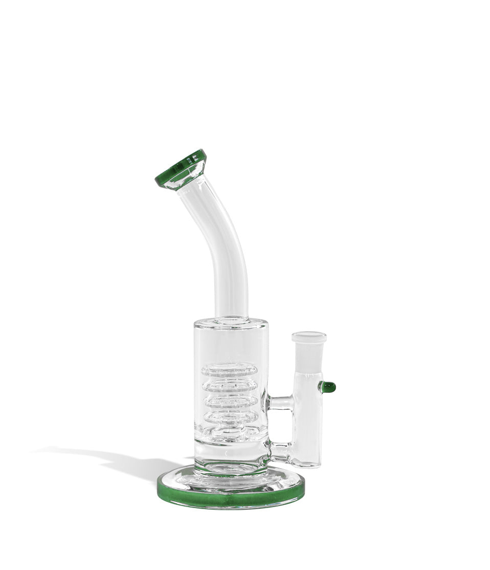 Green 8 Inch Waterpipe with 14mm Funnel Bowl on white studio background