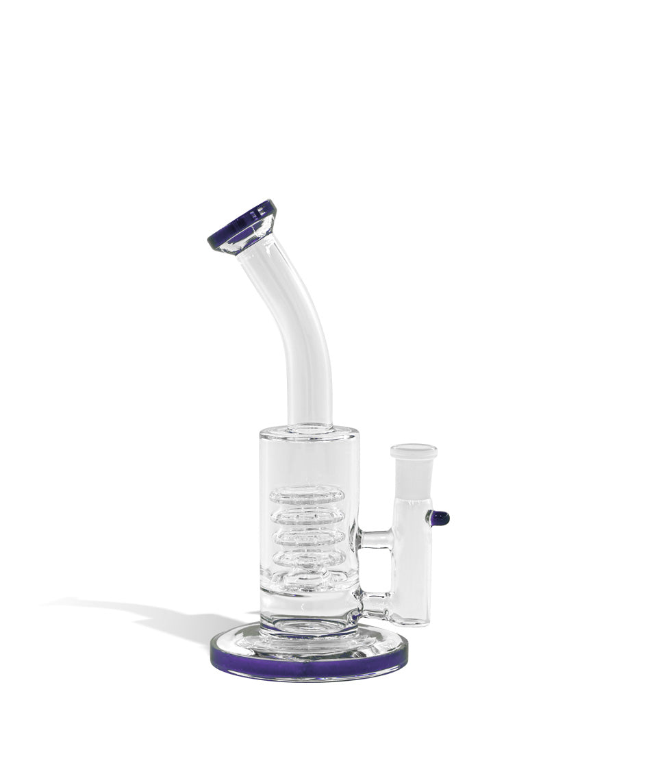 Purple 8 Inch Waterpipe with 14mm Funnel Bowl on white studio background