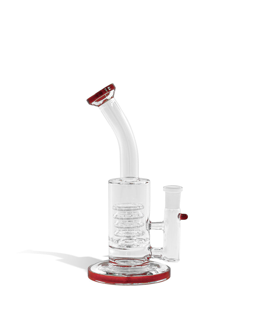 Red 8 Inch Waterpipe with 14mm Funnel Bowl on white studio background