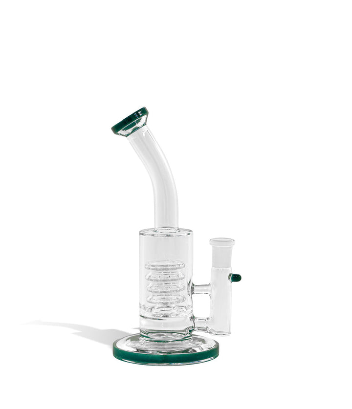 Teal 8 Inch Waterpipe with 14mm Funnel Bowl on white studio background