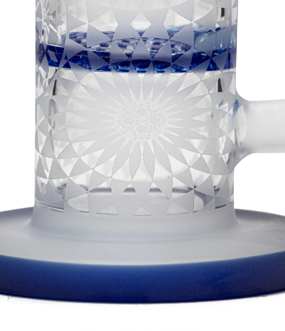 Blue 9 Inch Sand Blasted Water Pipe Base on white background